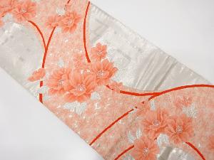 アンティーク　流水に花模様織り出し袋帯（材料）